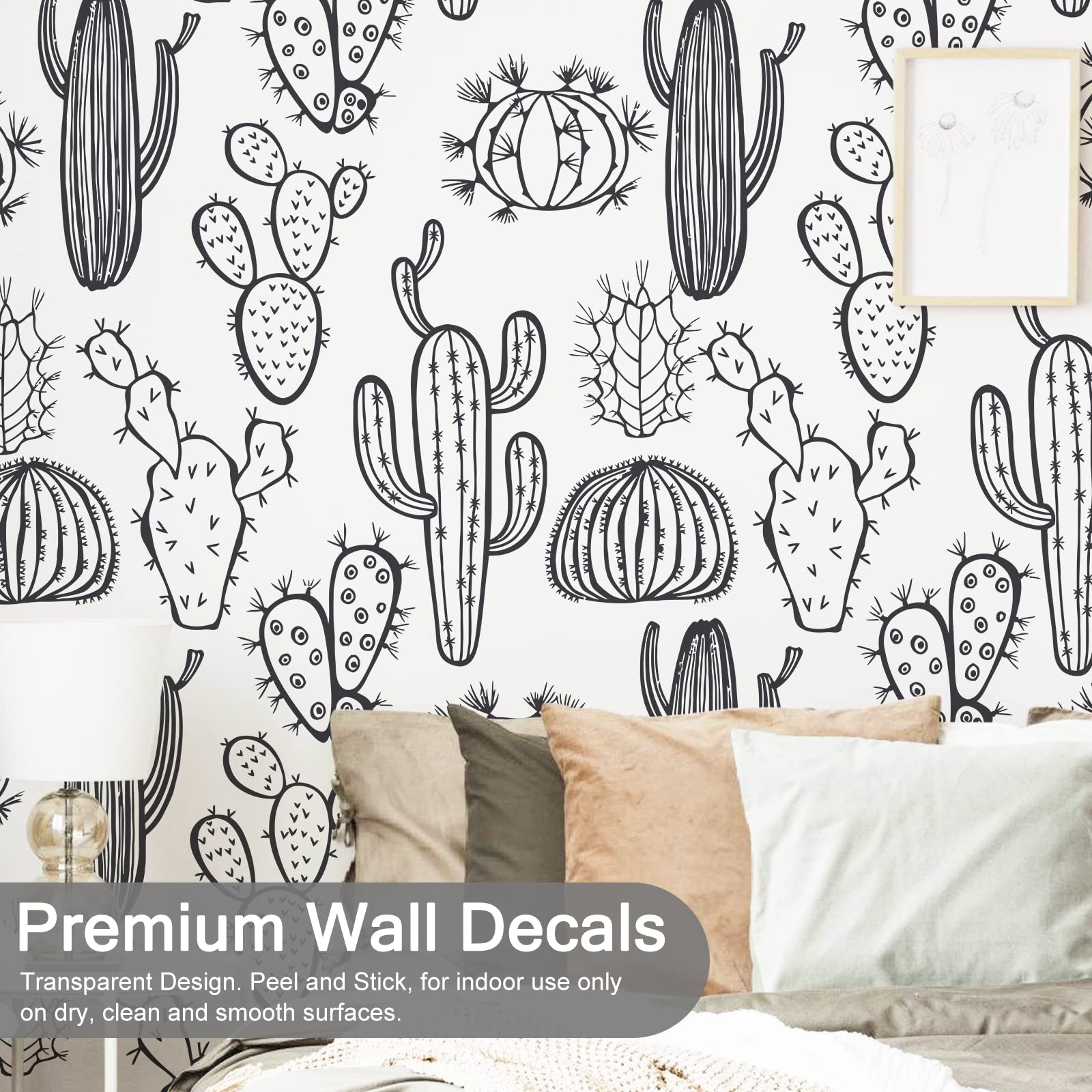 iinuu self-adhesive cactus wall decal easy to apply without wall damage.