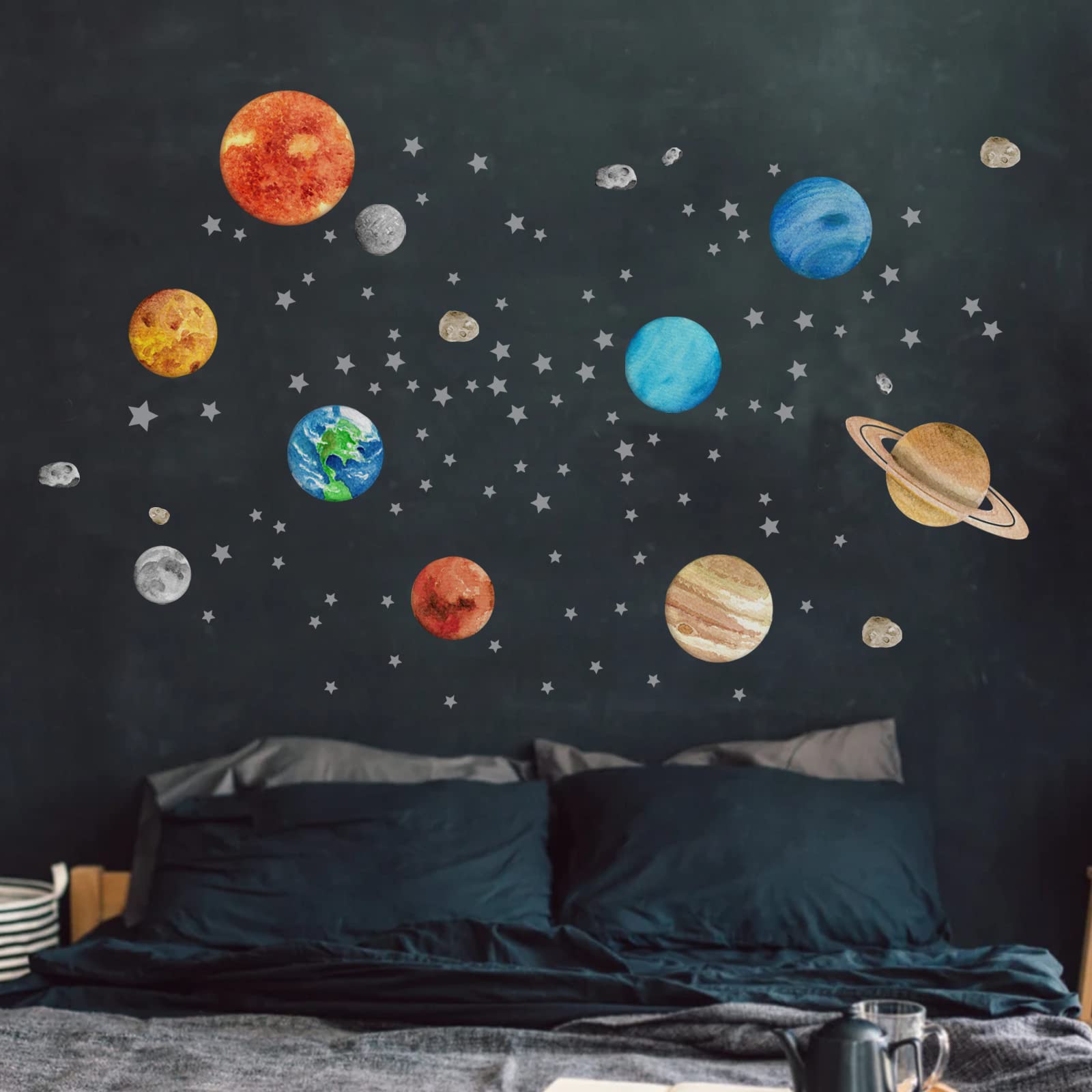iinuu solar system wall sticker Earth creates an inviting classroom vibe that sparks curiosity.