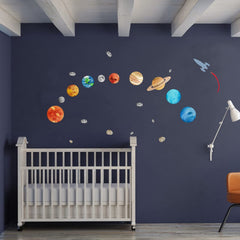 iinuu solar system wall sticker Moon adds soft lunar detail perfect for nursery or bedtime decor.