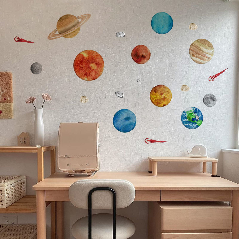 iinuu solar system wall sticker Saturn with rings brings depth to playrooms and study nooks.