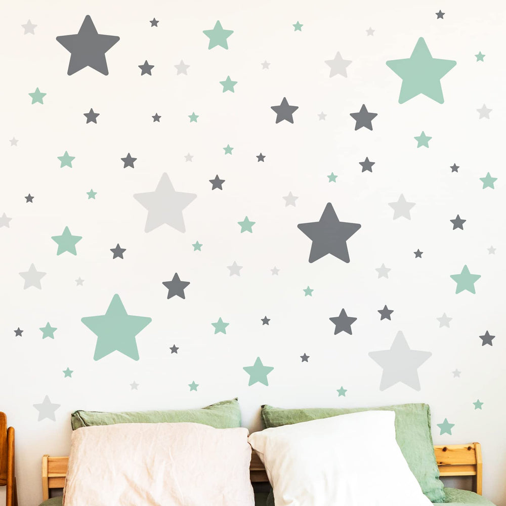 iinuu stars wall stickers green and grey collection to create a feature wall