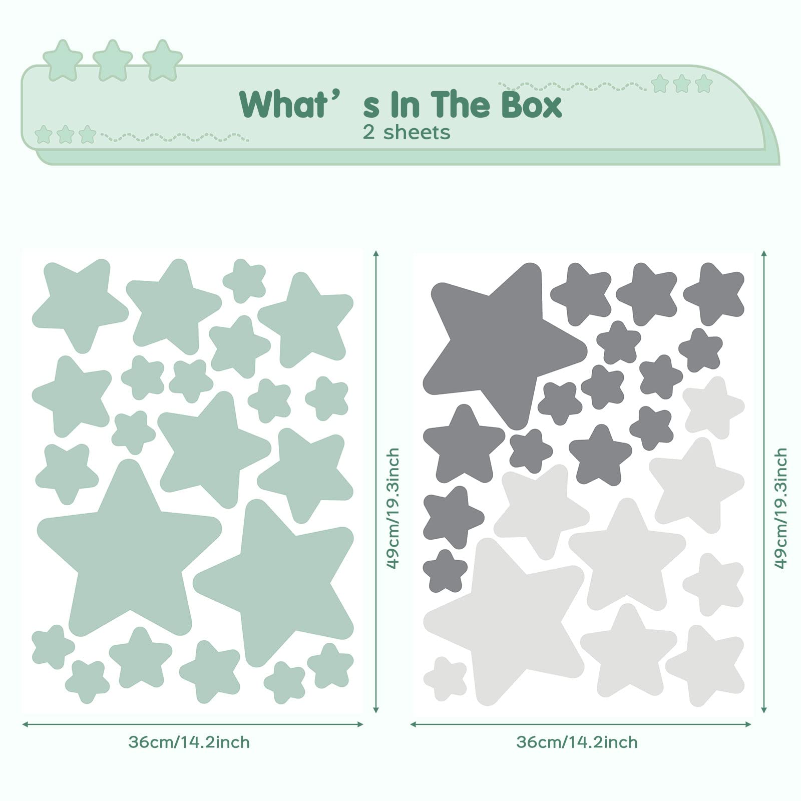 iinuu stars wall stickers two sheets with 46 pieces for decorating options