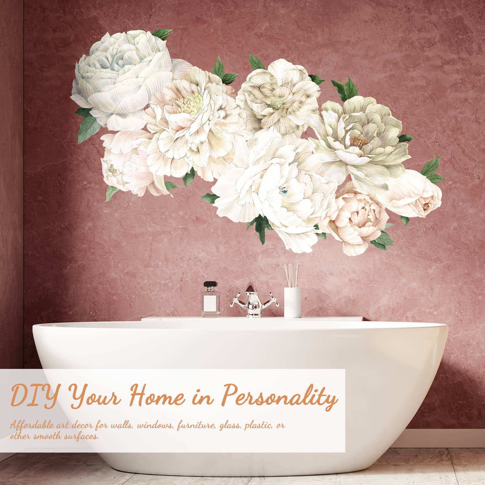 iinuu White Peony flower wall decal in baby room creates a subtle, soothing backdrop.