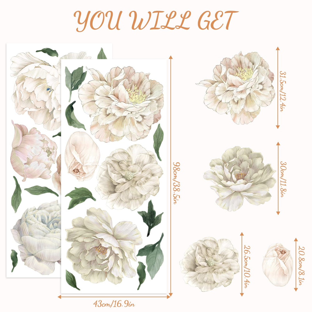 iinuu White Peony wall decal refines styling with minimal effort and lasting charm.