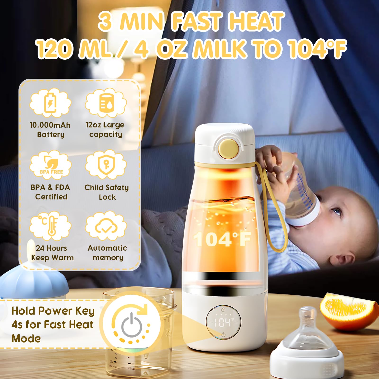IIUIPI bottle warmer compact design on countertop, ideal for on-the-go feeding