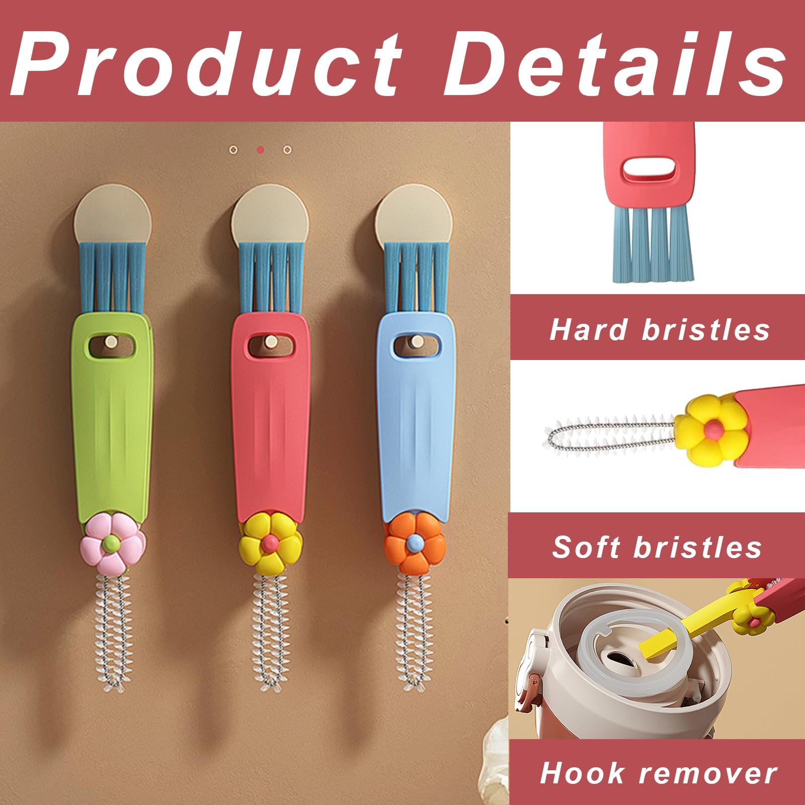 IJPDDRXYN rotatable brush head eases cleaning of kettle lids and tight corners.