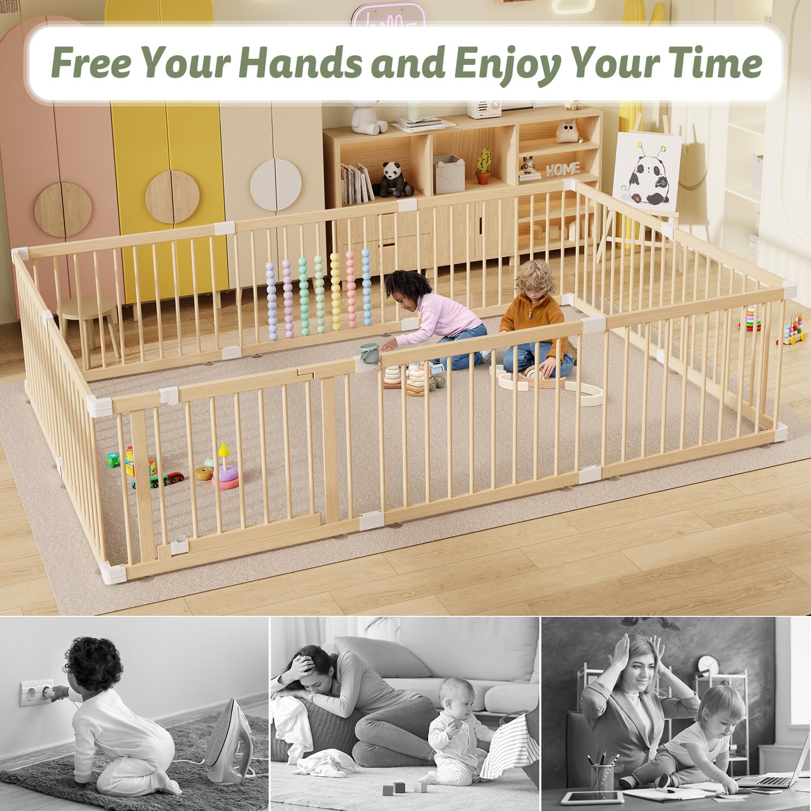 IKALIFE adjustable playpen configuration demonstrates flexible layouts.