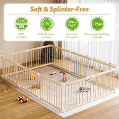 IKALIFE baby playpen with locking gate for secure access.