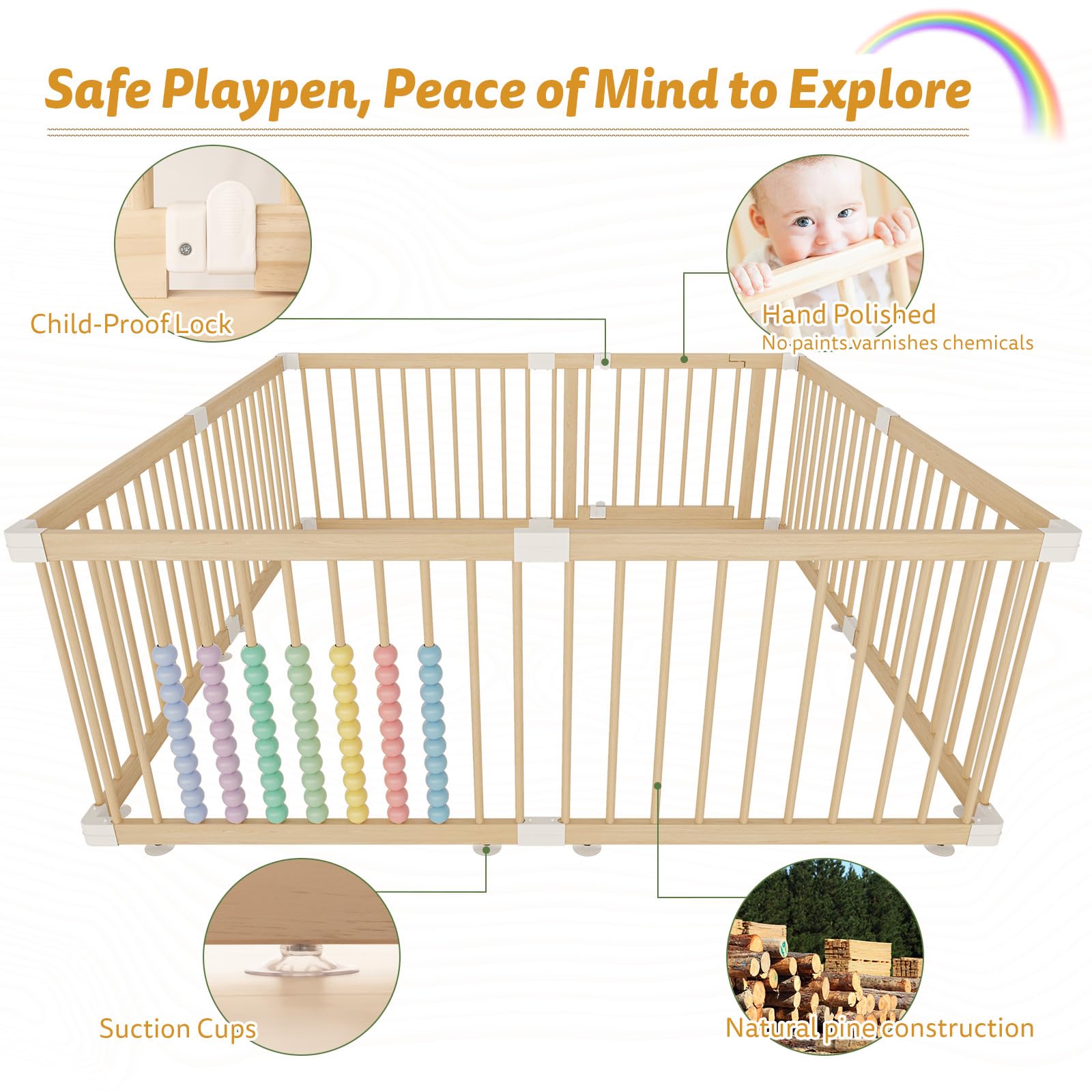 IKALIFE playpen with locking gate for secure access