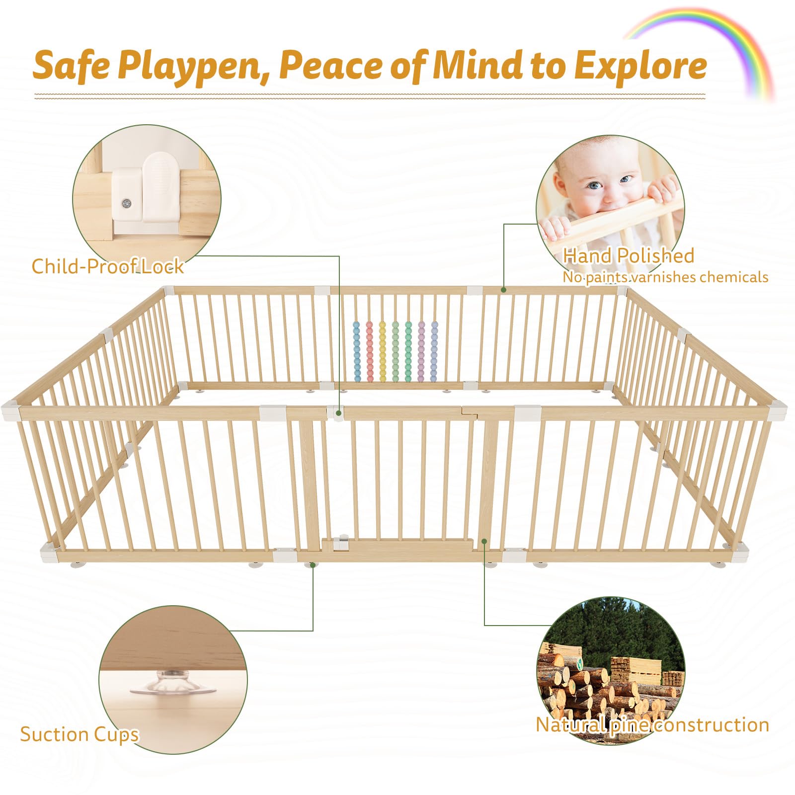 IKALIFE wooden baby playpen safety certification and trusted materials.