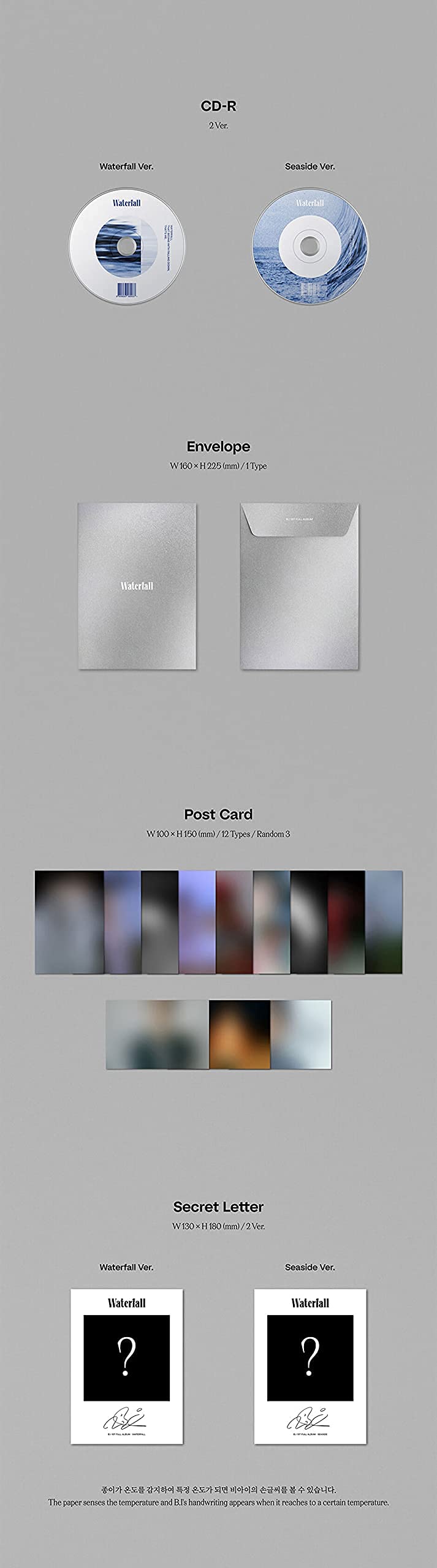 iKON B.I Waterfall Seaside 96-page photo book with high-quality imagery.