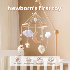 Ikubigu baby mobile for crib with beige bells offers gentle sounds