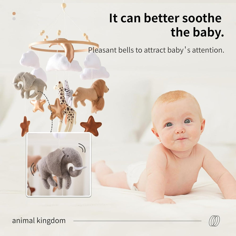 Ikubigu baby mobile suits cribs or bassinets, adding versatile nursery decor.