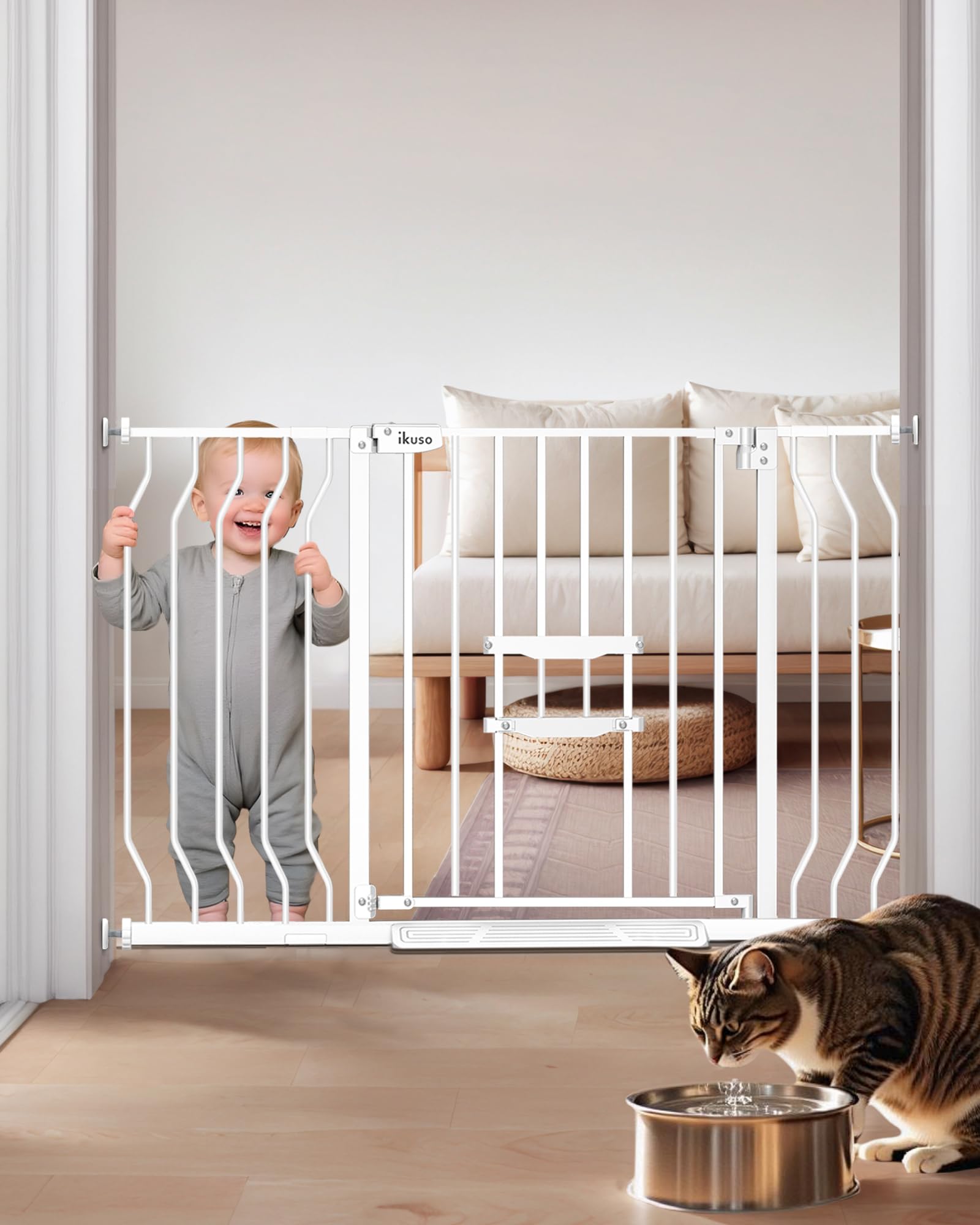 ikuso 30-48 inch extra wide baby gate with ramp for smooth passage and safety
