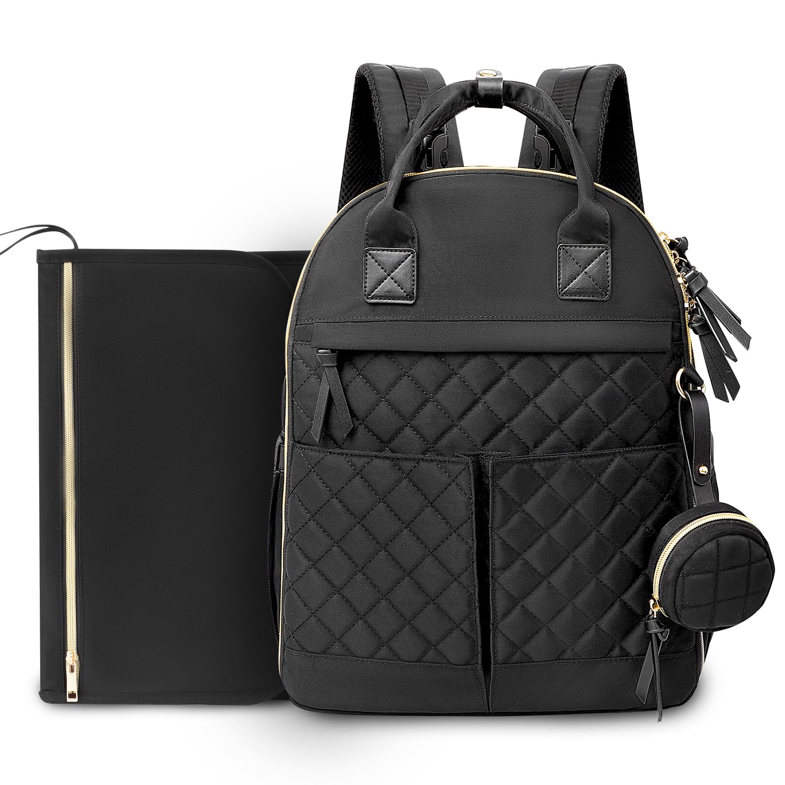 ILCOLPO Diaper Bag Backpack front view with quilted exterior for stylish baby-care on the go