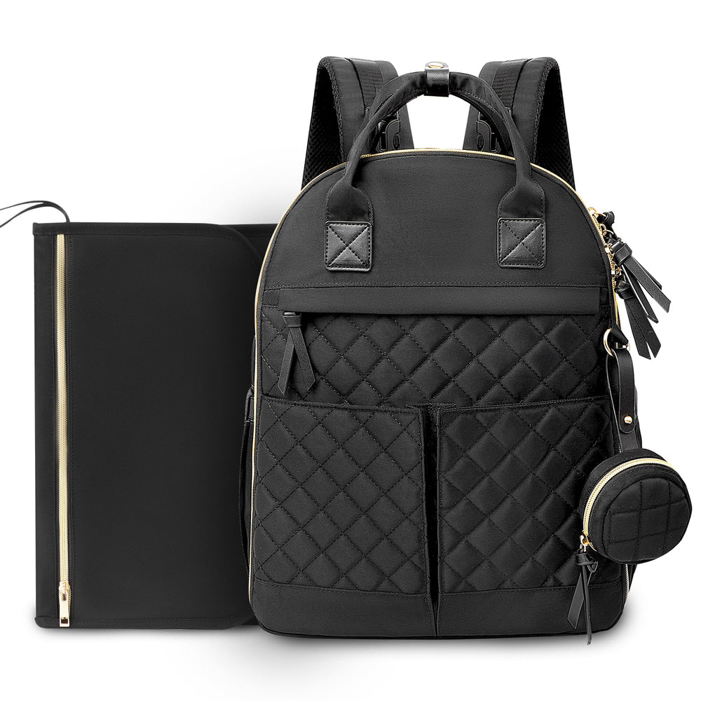 ILCOLPO Diaper Bag Backpack front view with quilted exterior for stylish baby-care on the go