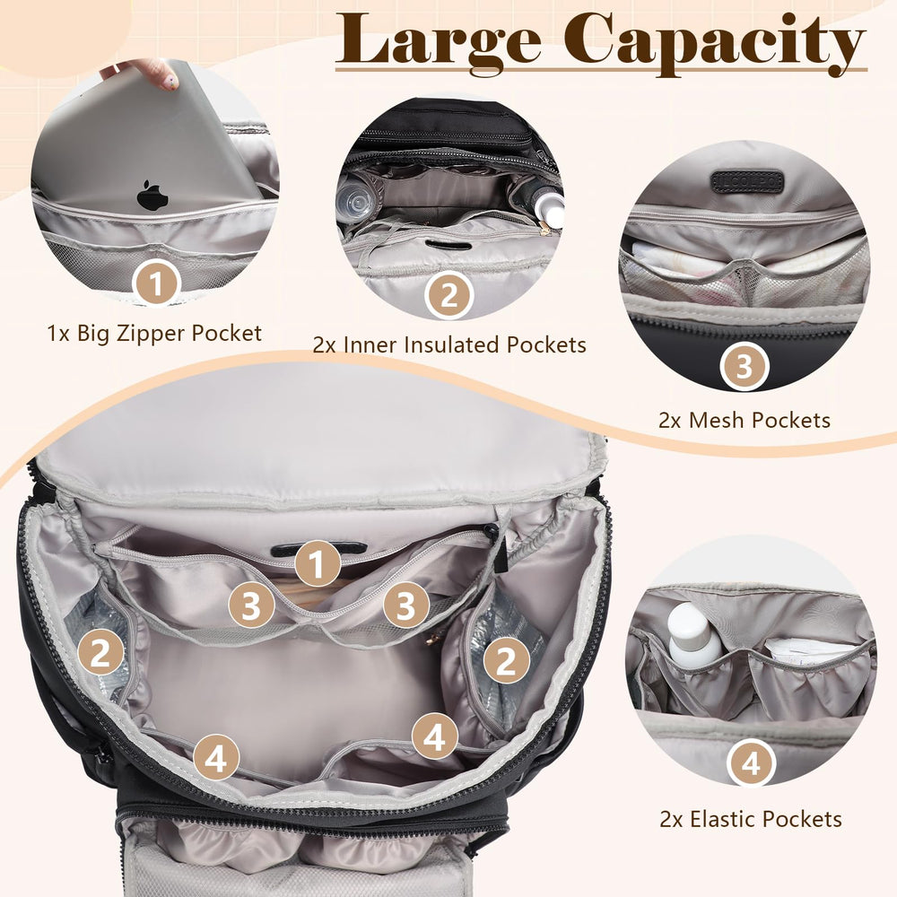 ILCOLPO diaper bag backpack insulated pockets keeping bottles handy on trips.