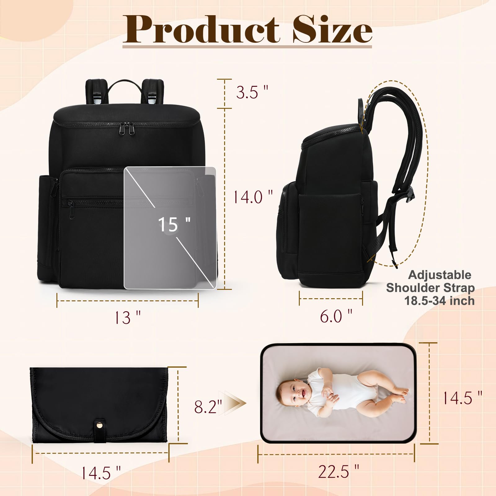 ILCOLPO diaper bag backpack stroller clip, versatile carry options for parents.