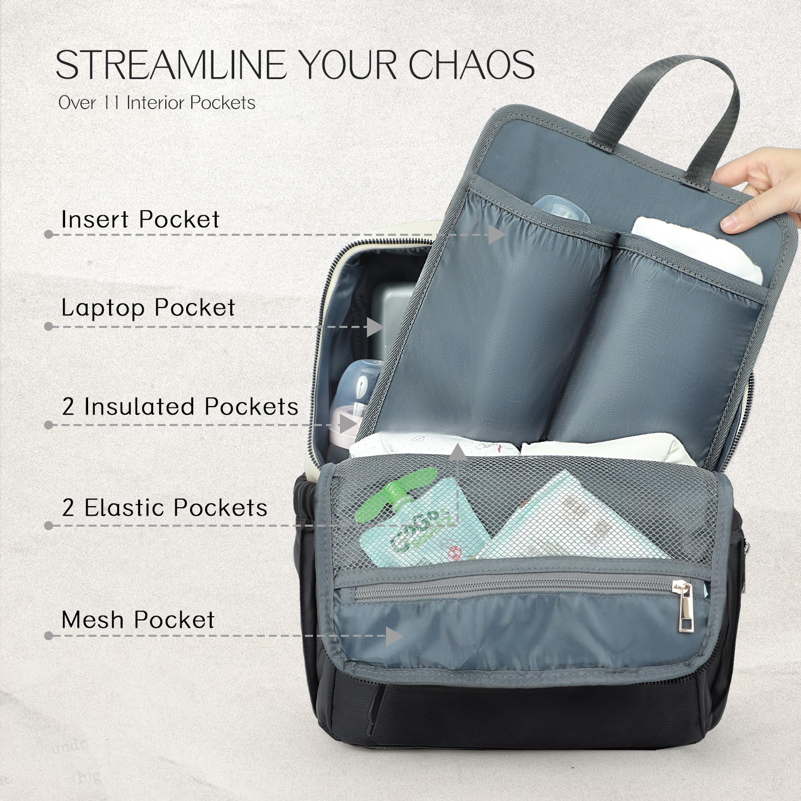 ILCOLPO diaper bag backpack worn as a backpack with breathable straps