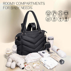 ILCOLPO diaper bag tote features insulated pockets to keep bottles ready.