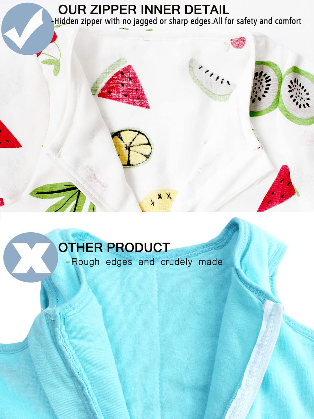 ililmmoe Muslin sack size 2-3T provides leg room for safe kicking-free sleep.