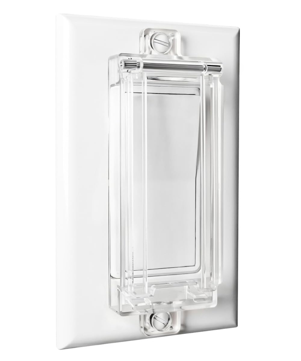 ILIVABLE light switch guard in clear pack over a rocker switch for kids-safe control