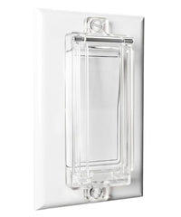 ILIVABLE light switch guard in clear pack over a rocker switch for kids-safe control