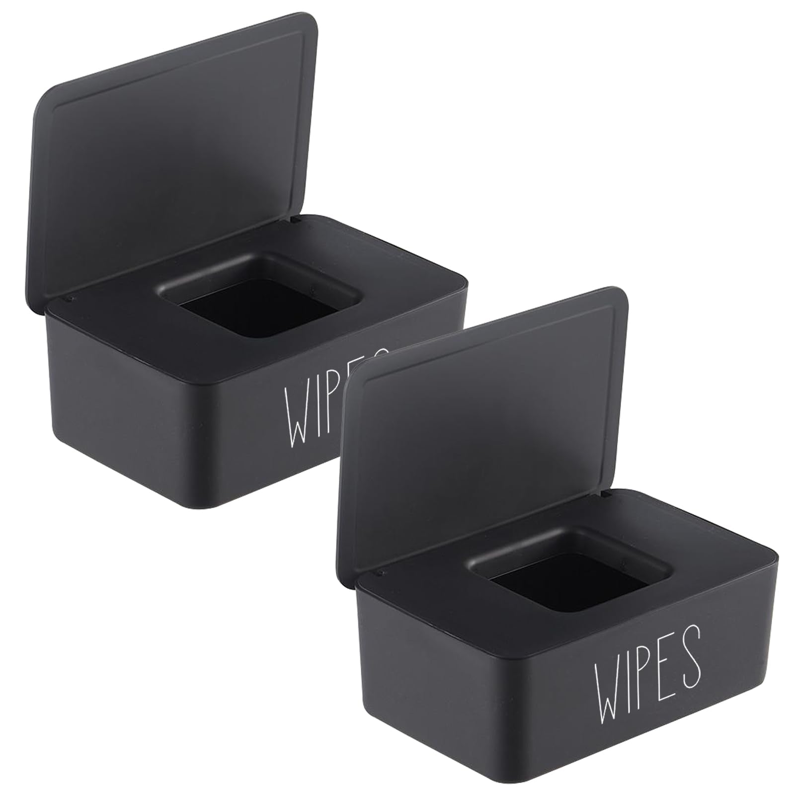 illikkuyax wipes dispenser 2-pack in black, front view, keeps wipes accessible and organized.