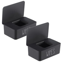 illikkuyax wipes dispenser 2-pack in black, front view, keeps wipes accessible and organized.