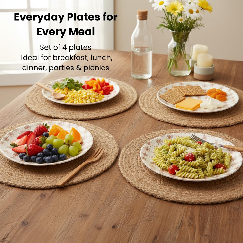 ilohaus bamboo plates for kids table setting, stylish natural finish