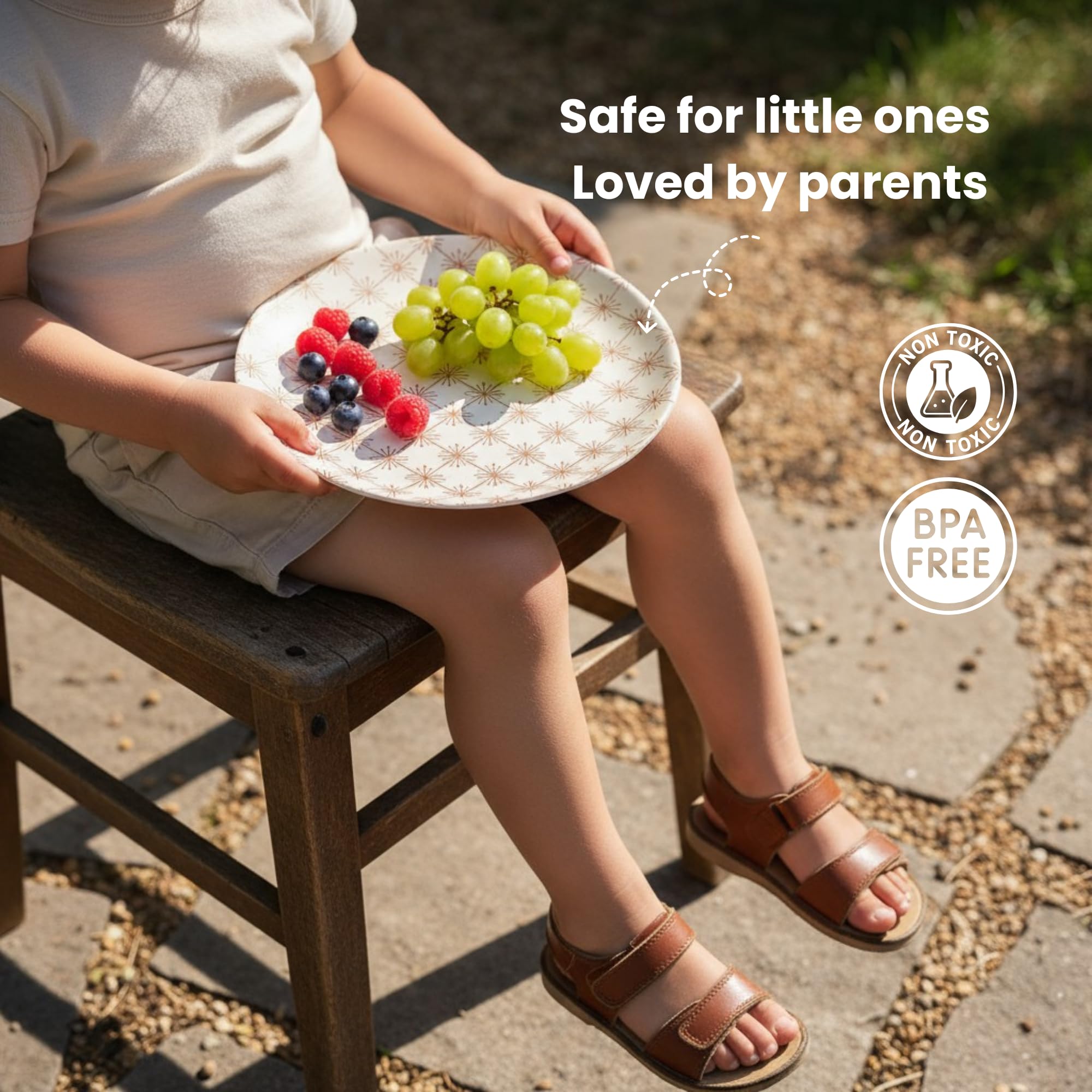 ilohaus bamboo plates for kids unbreakable design, great for toddlers