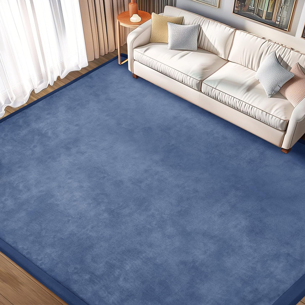 ILPEOD Baby Play Mat blue velvet cover offers soft cushioning for baby play