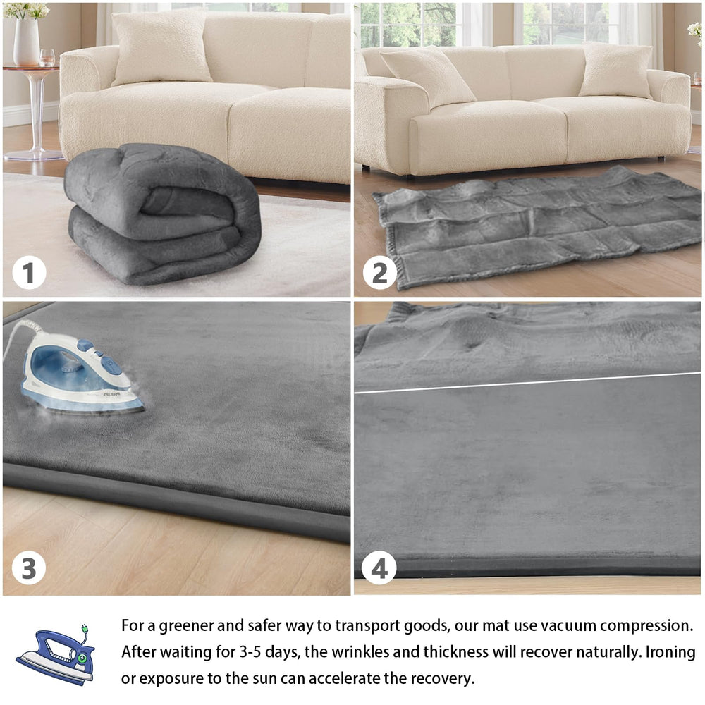 ILPEOD Baby Play Mat folded size showcase for portable comfort.