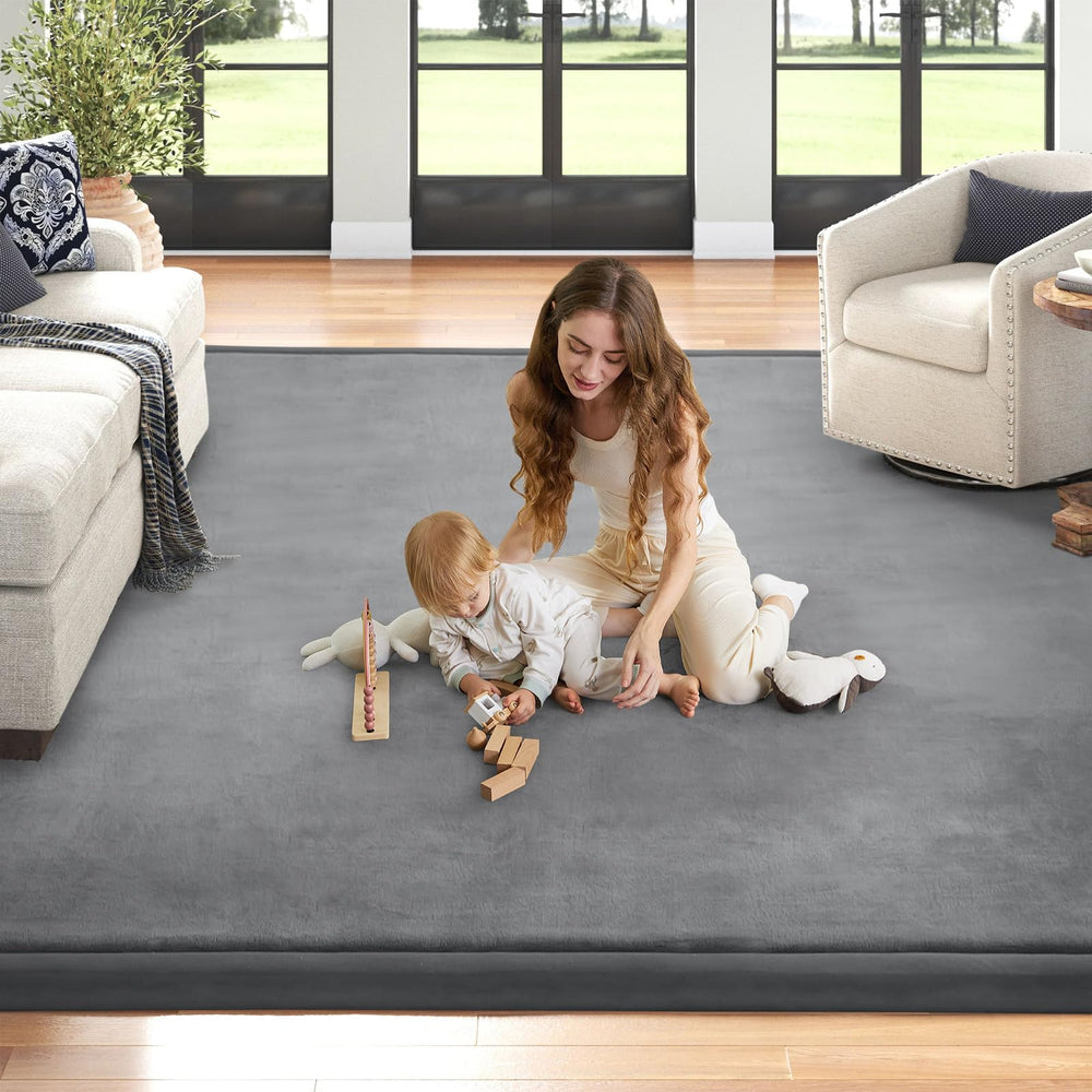 ILPEOD baby play mat grey setup, easy placement in any room