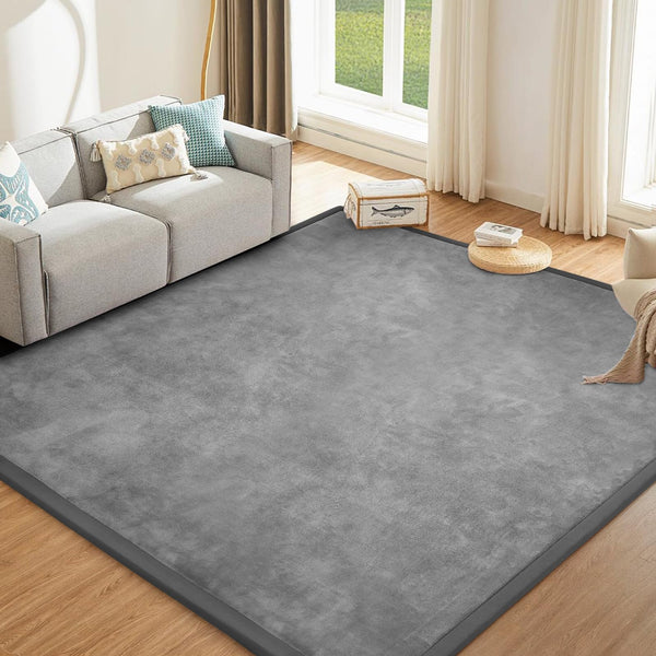 ILPEOD baby play mat grey with memory foam padding for safe, comfortable play.