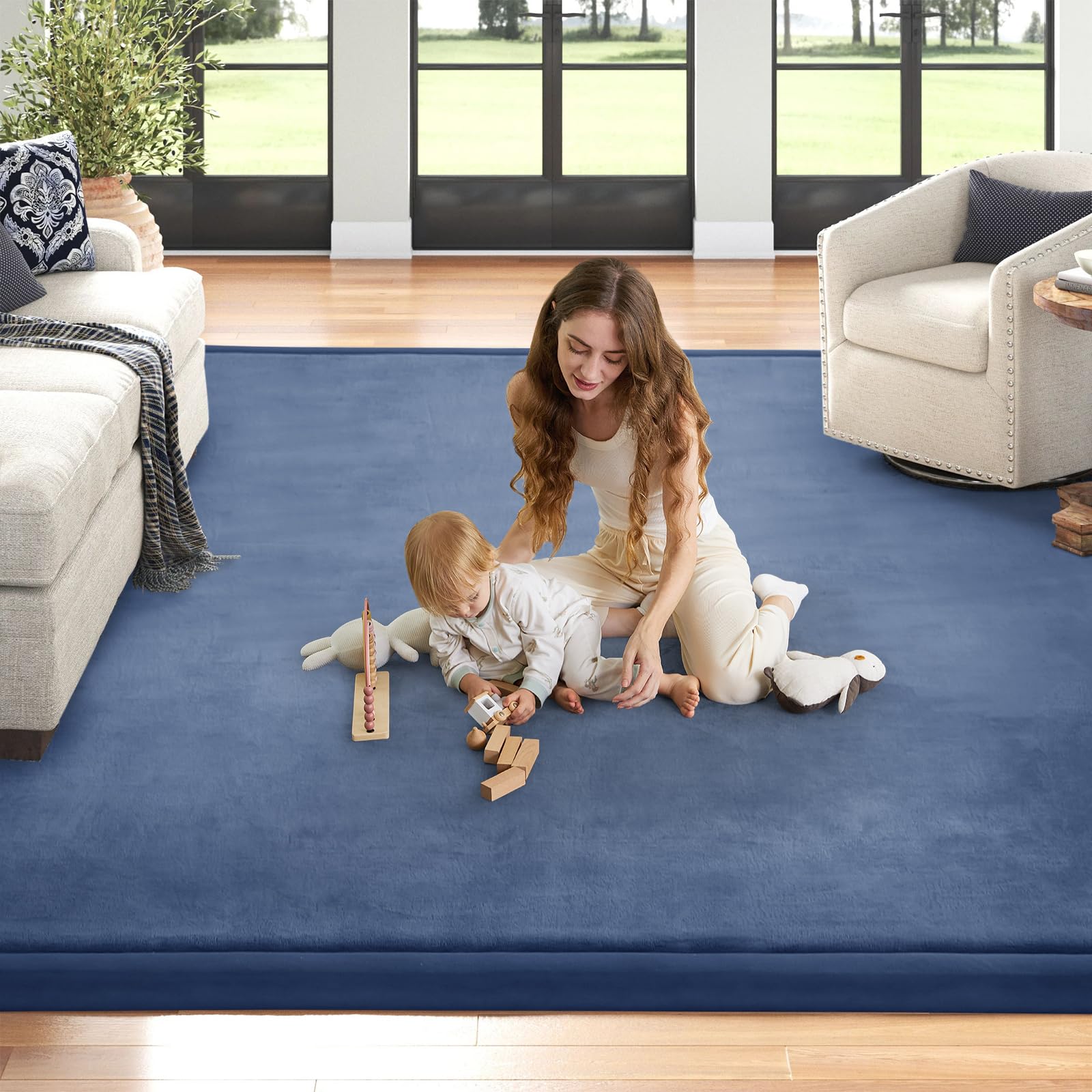 ILPEOD Baby Play Mat in living room placement adds color and coziness