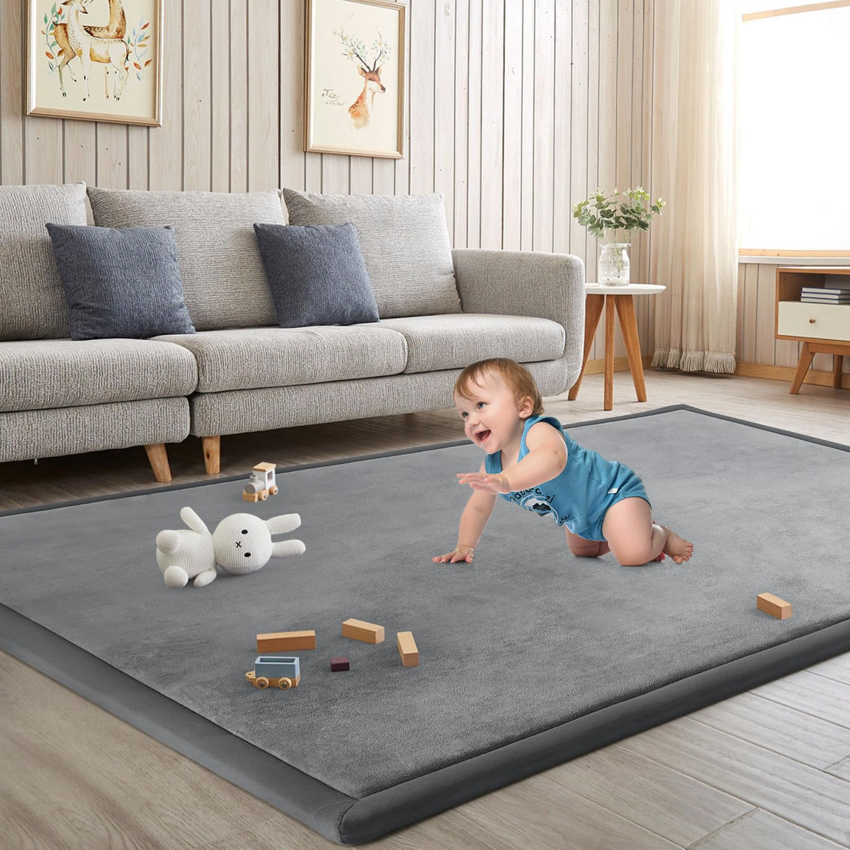ILPEOD baby play mat memory foam closeup with plush surface for comfortable tummy time
