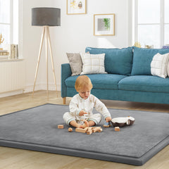 ILPEOD baby play mat memory foam top provides cushioned play surface