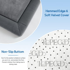 ILPEOD Baby Play Mat non-slip bottom on hardwood floor ensuring stay-put safety.