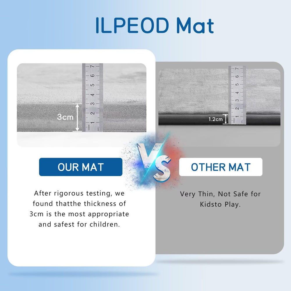 ILPEOD mat features padded edges for extra floor comfort and safety.