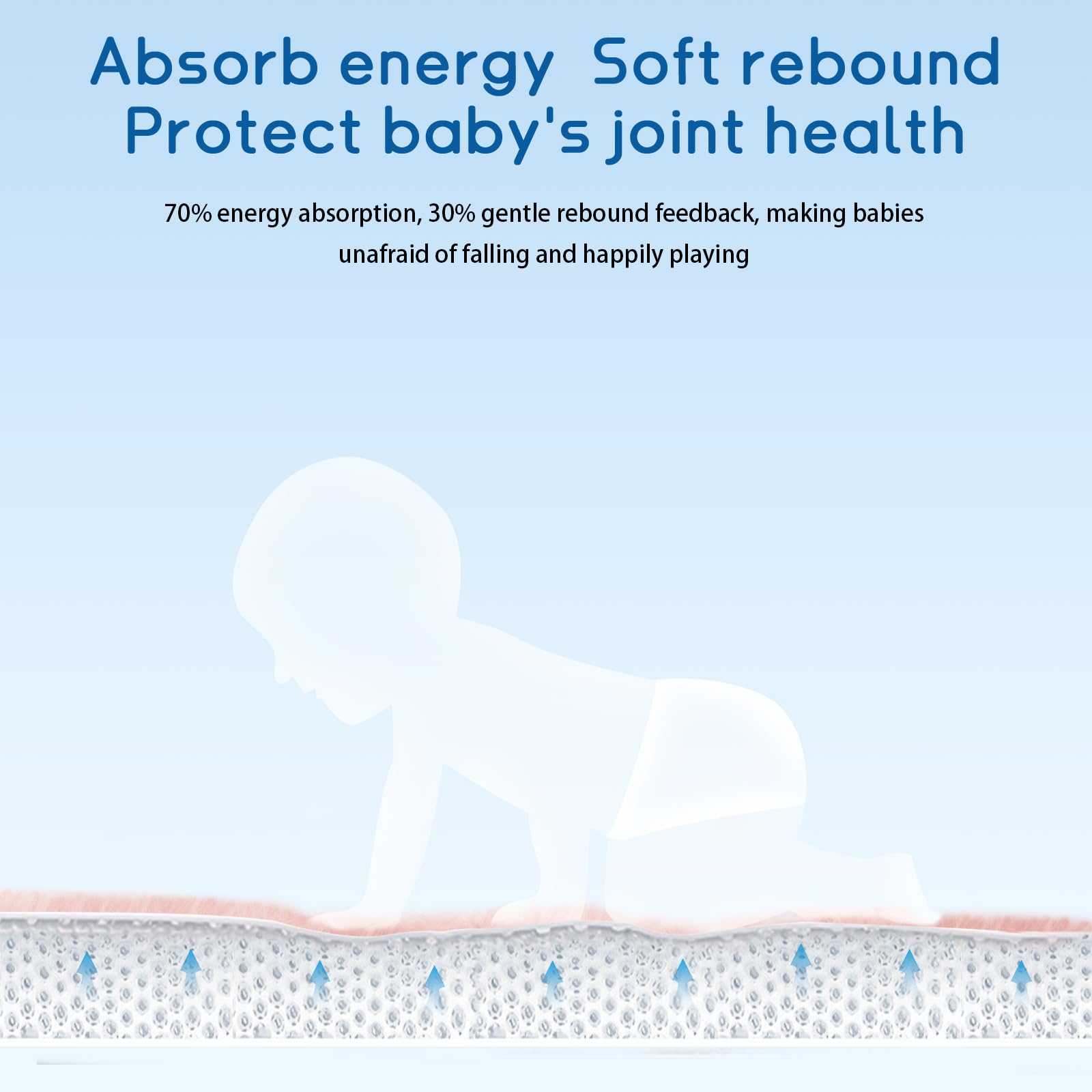 ILPEOD pink baby play mat, memory foam edge for cushioned support.
