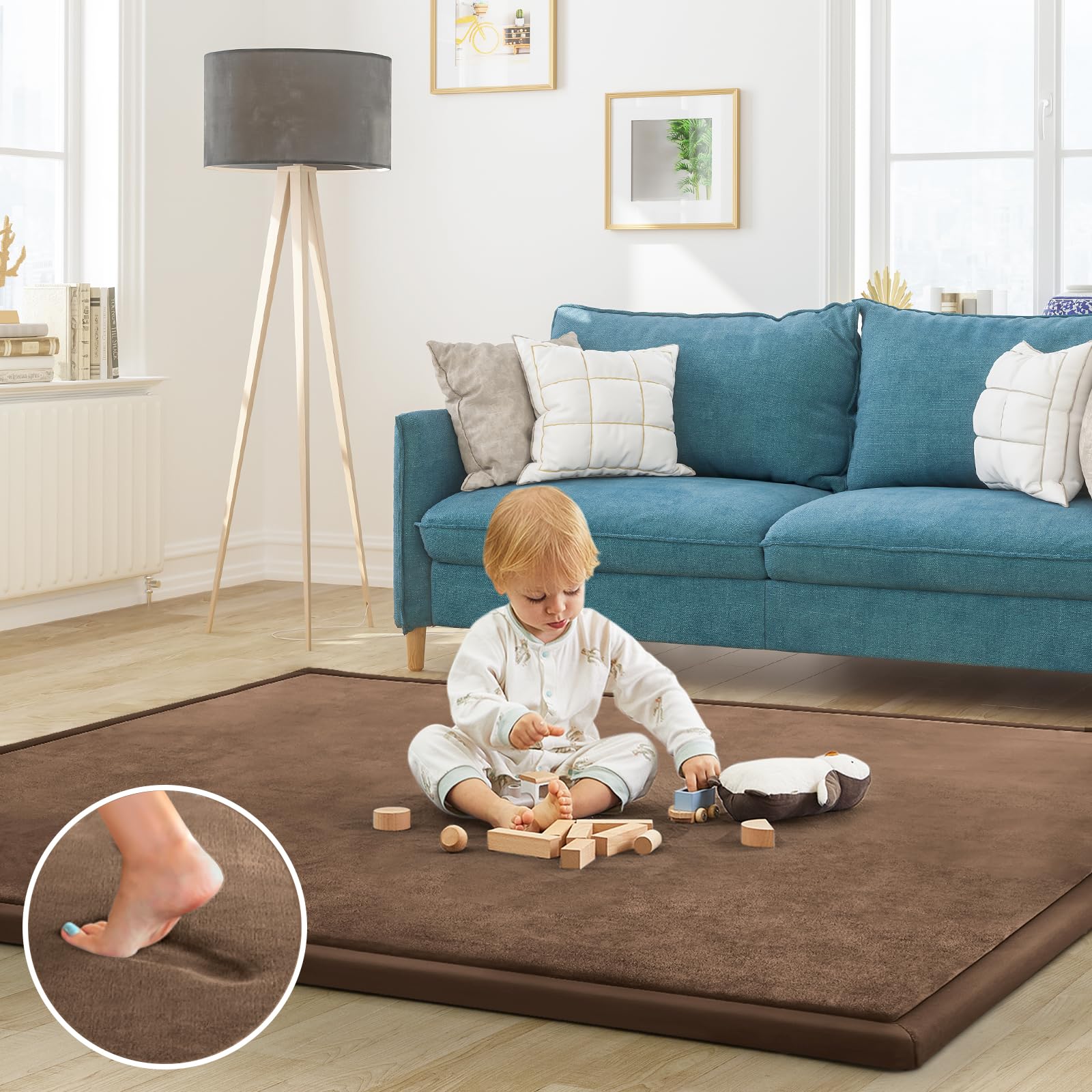 ILPEOD baby play mat offers safe, cushioned floor time on plush coral velvet.