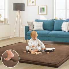 ILPEOD baby play mat offers safe, cushioned floor time on plush coral velvet.