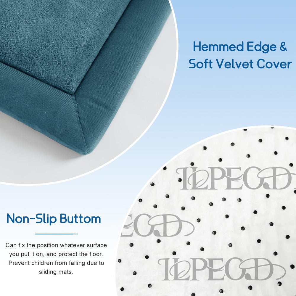 ILPEOD baby play mat velvet surface feels soft and cozy for baby sensory exploration