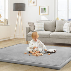 ILPEOD baby play mat with soft velvet cover for cozy tummy time.
