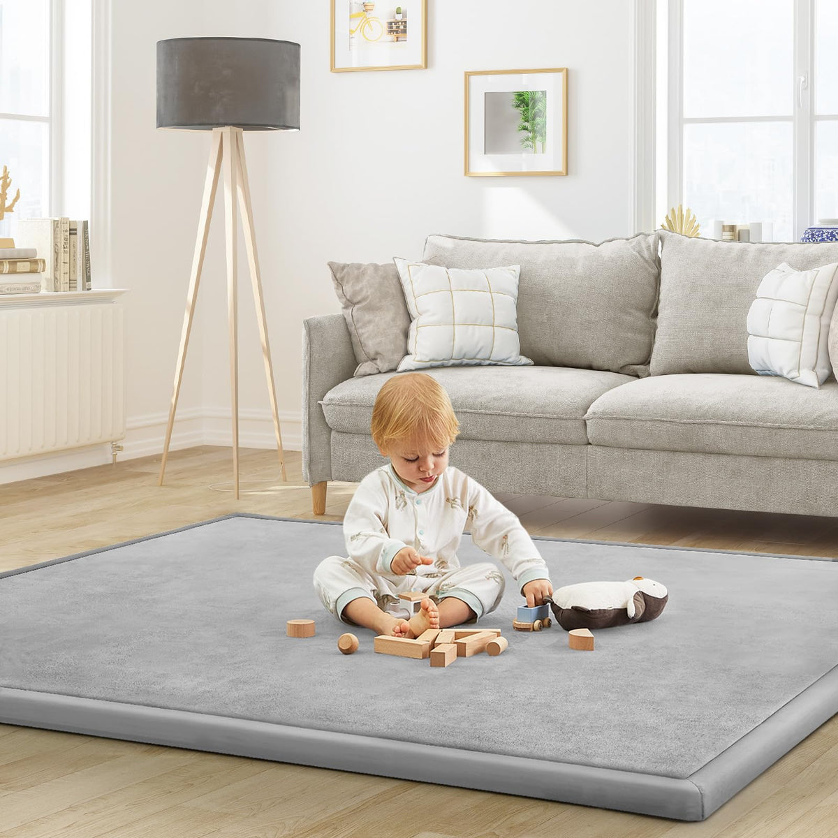 ILPEOD Baby Play Mat tummy-time front view with plush surface for safe play.