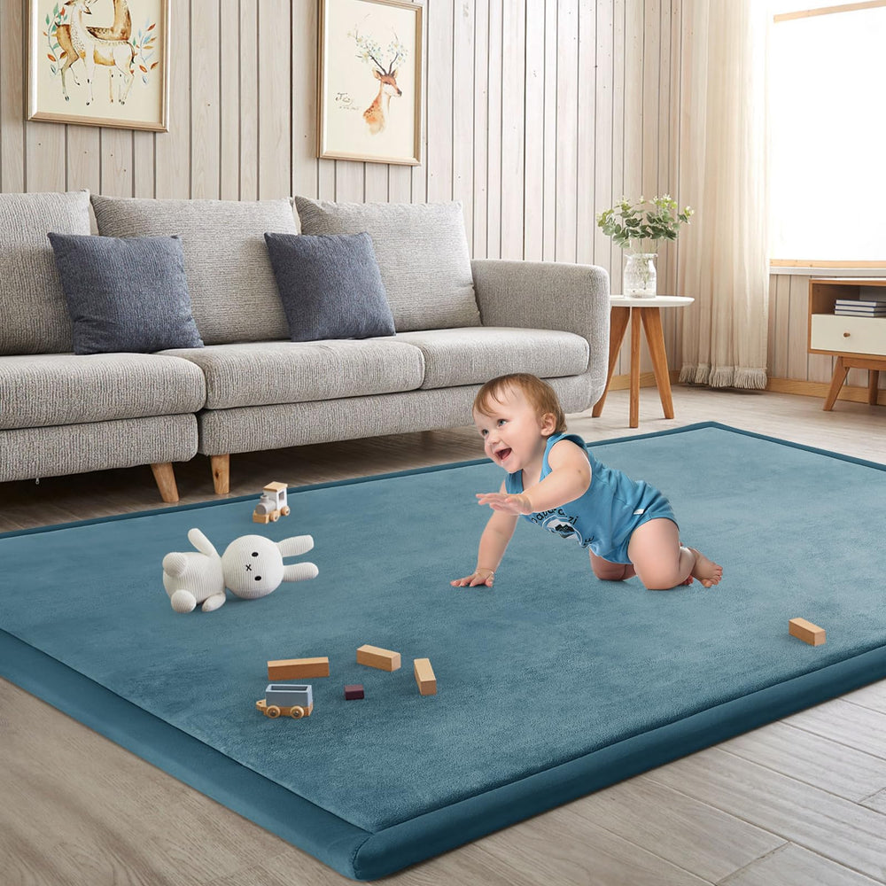 ILPEOD green padded-edge rug combines foam support with stylish design