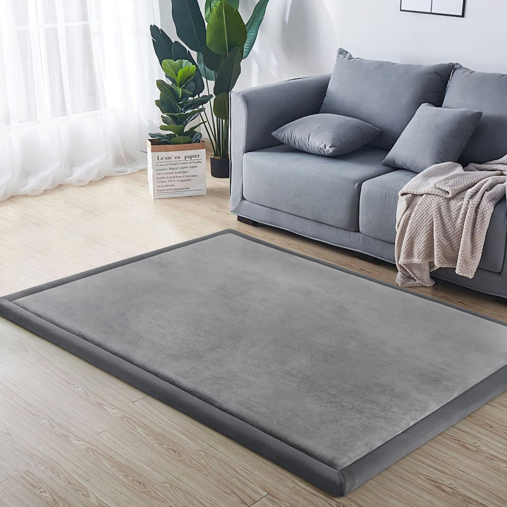 ILPEOD nursery rug gray design enhances playroom decor and safety