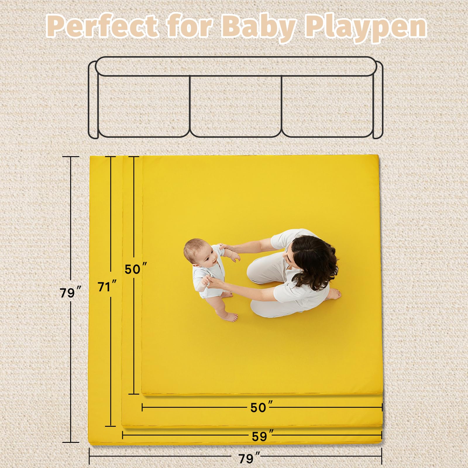 ILPEOD play mat in tummy-time setup on a hard floor with cushioned support.