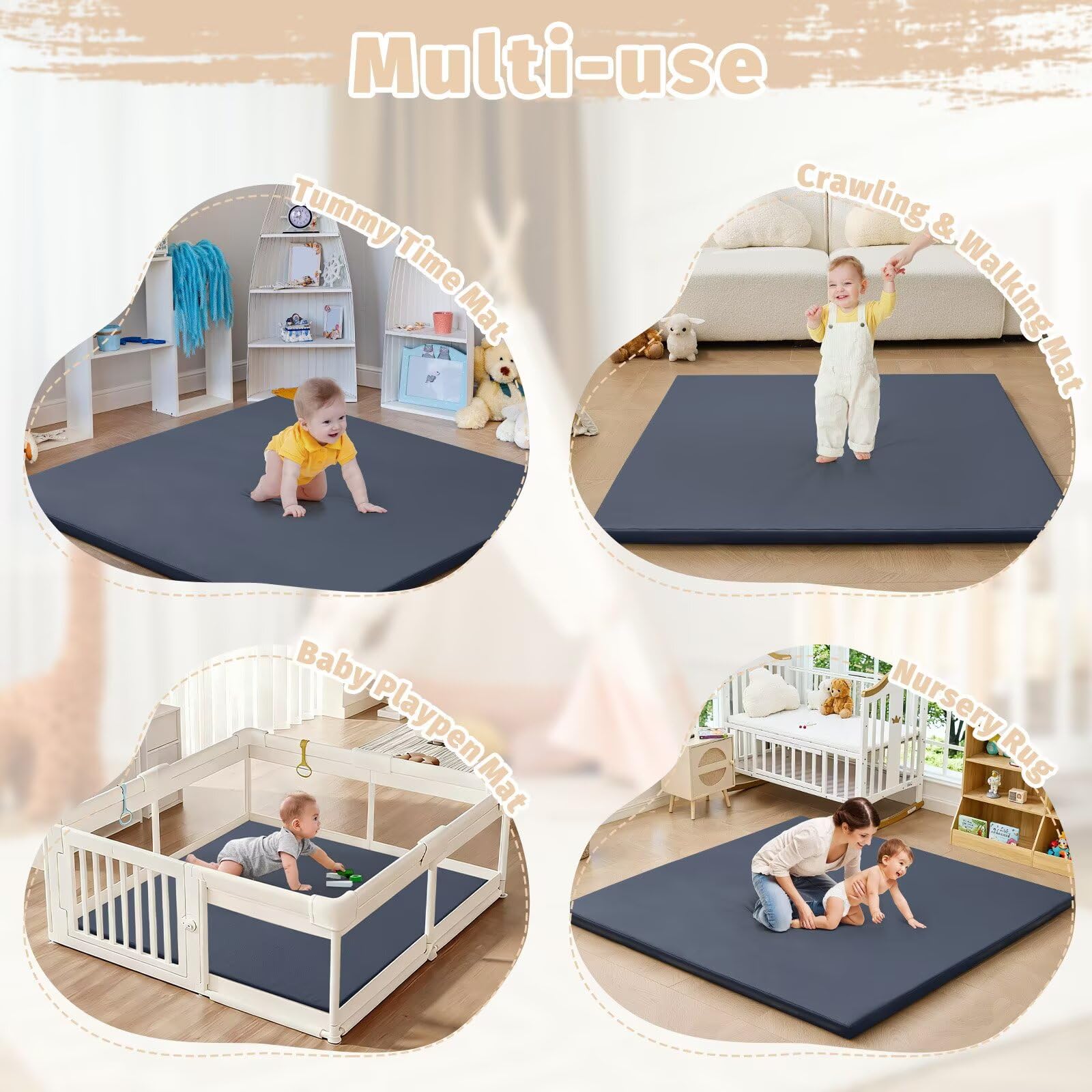ILPEOD vegan-leather nursery rug with velvet surface, gentle on newborn skin